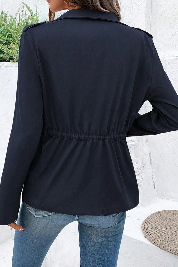 Fashion Long Sleeve Pocket Casual Zipper Jacket