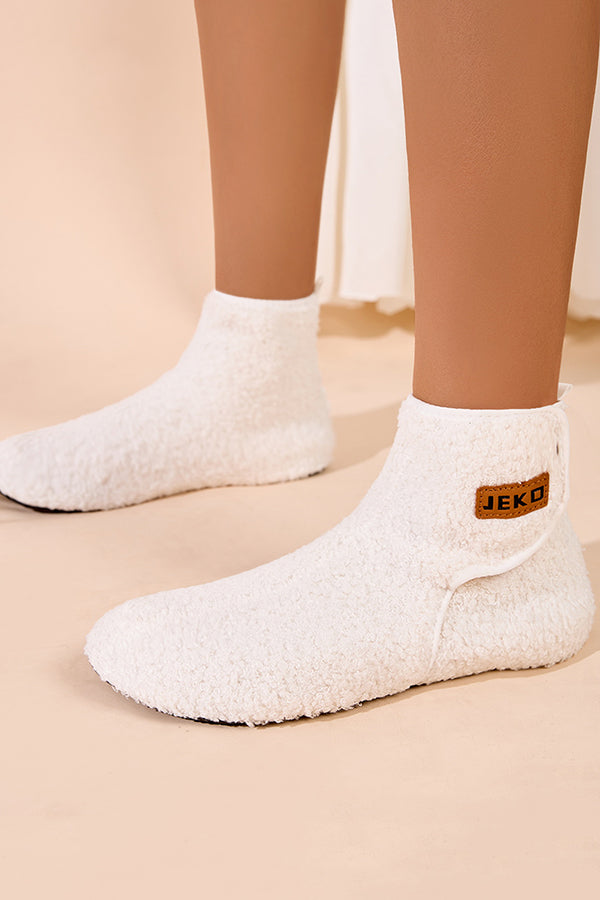 Fashionable Velcro Home Non-slip Plush Warm Snow Boots