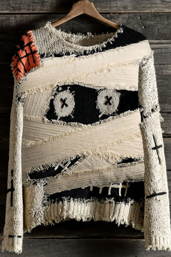 Halloween Print Loose Round Neck Long Sleeve Casual Sweatshirt