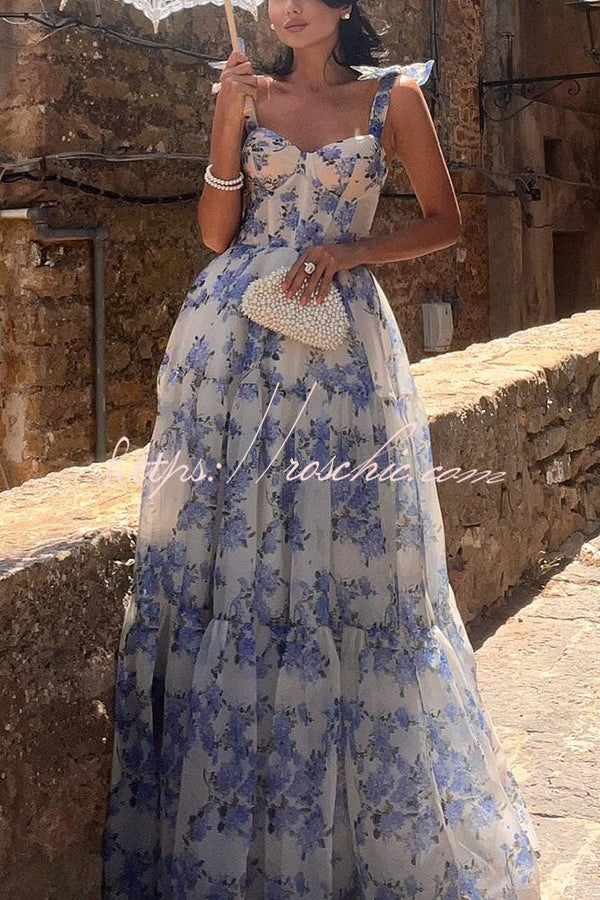 floral maxi dress with tie straps Floral Ivory Tie Strap Maxi Dress | Trendy Women's Clothing