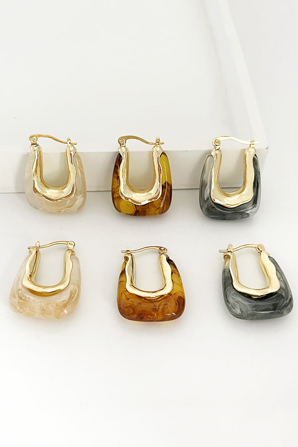 Fashionable Geometric U-shaped Colorful Jelly Earrings