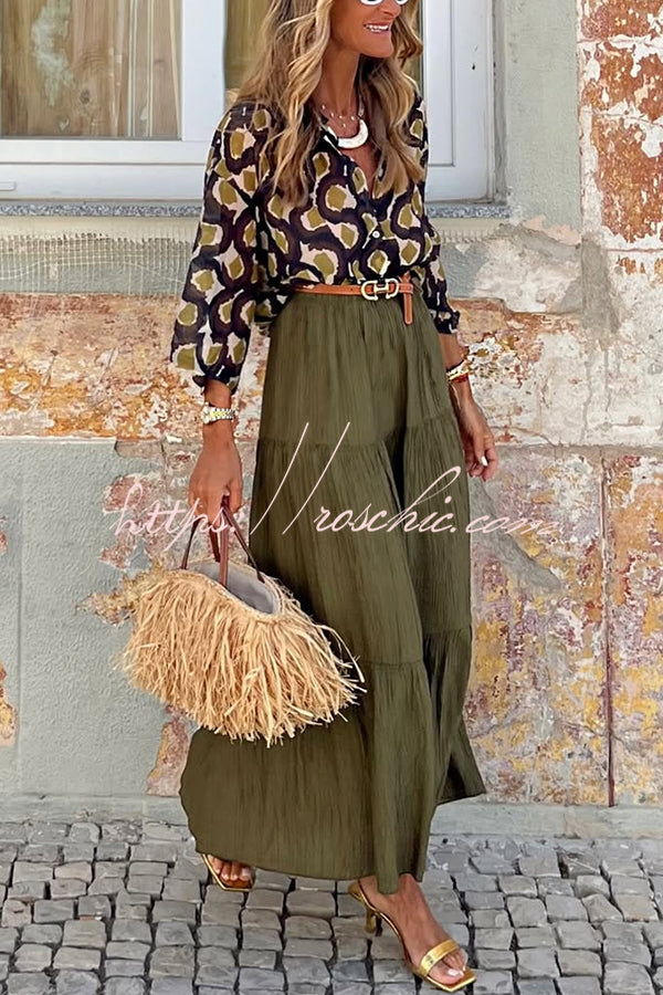 Solid Color Splicing Casual Vacation Maxi Skirt