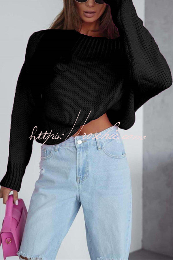 Solid Color Long-sleeved Round Neck Loose Knitted Sweater