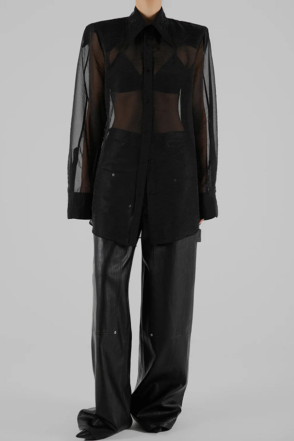 Retro Sheer Loose Long-sleeved Casual Shirt