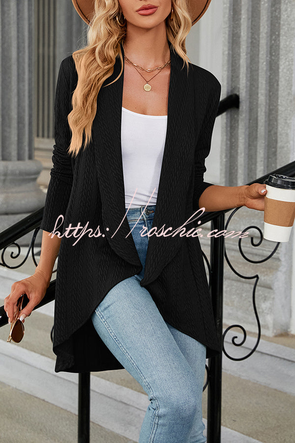 Long Sleeve Solid Color Ruffle Loose Cardigan