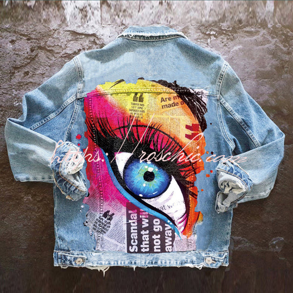 Halloween Print Long Sleeve Denim Jacket