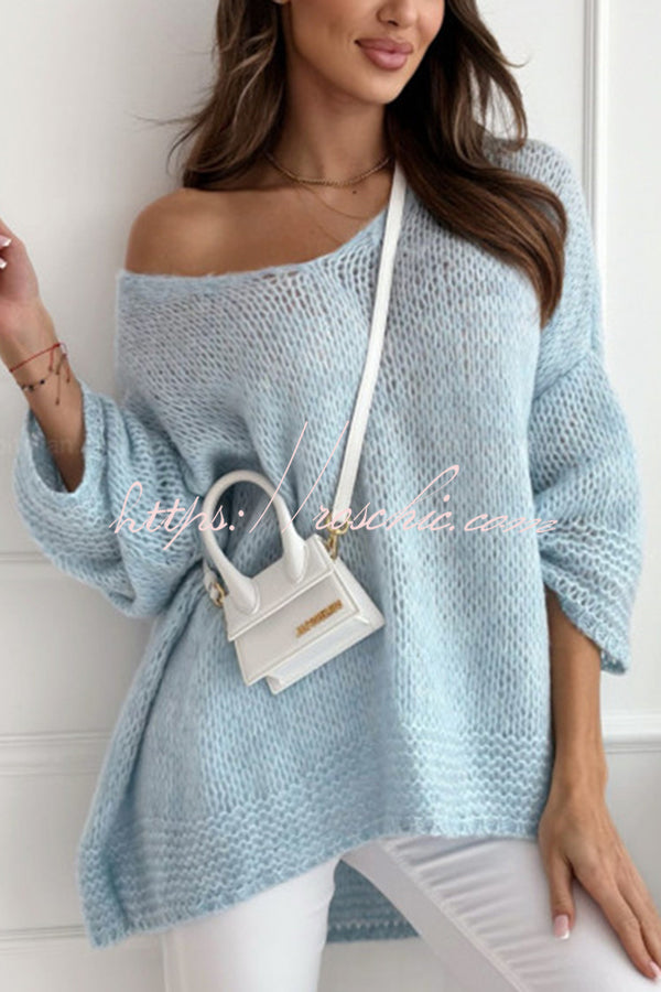 Solid Color Loose V-neck Casual Knitted Sweater