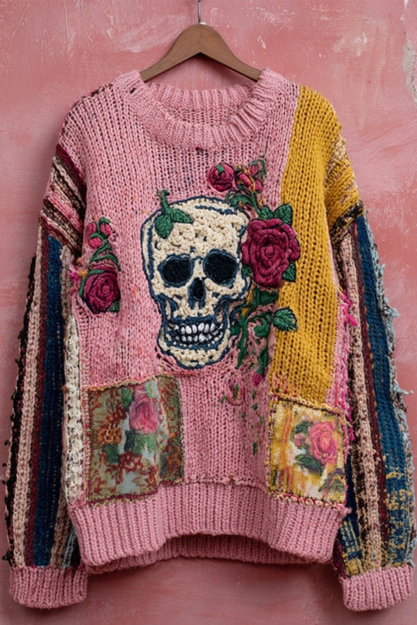 Halloween Print Loose Round Neck Long Sleeve Casual Sweatshirt