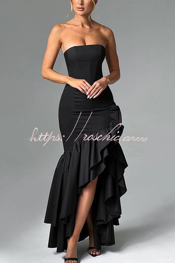 Sexy Off-shoulder Slim Fit Irregular Hem Maxi Dress – roschic