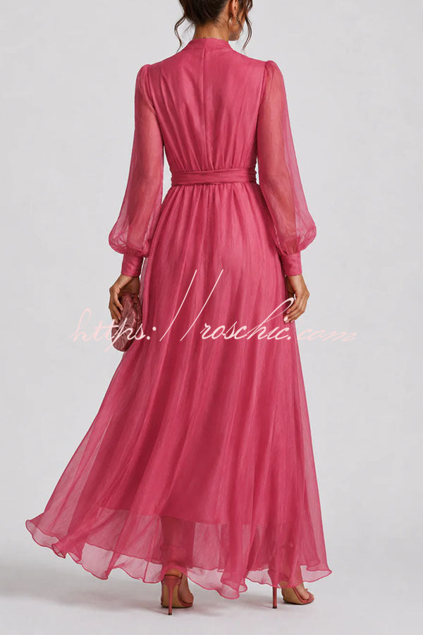 hot pink wrap dress long sleeve Wrap Dress Hot Pink Midi Dress With Sleeves Hot Pink Midi Dress With Sleeves  PLT