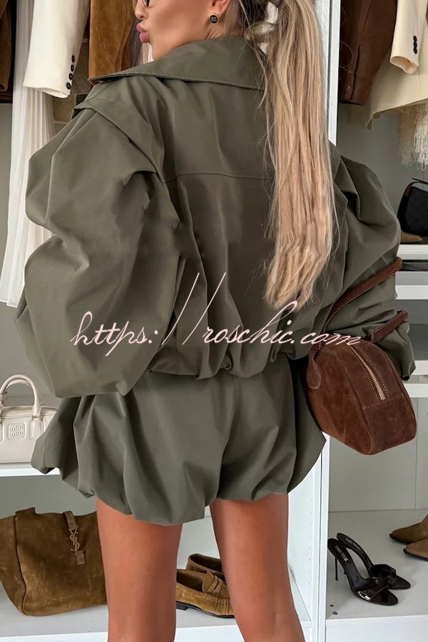 Fashion Style High Rise Elastic Waist Pocketed  Bloomer Shorts (Shipped Within 24 Hours)