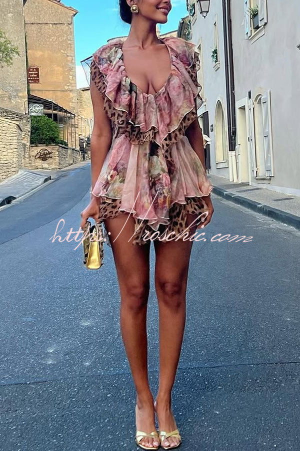 leopard ruffle mini dress A-line Sweetheart Strapless Leopard-Print Tiered Ruffle Homecoming Dress S8799H - Homecoming Dresses