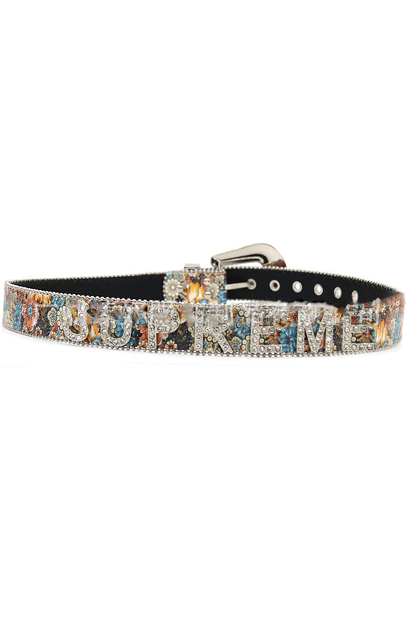 Fashionable Printed Rhinestone Letter-decorated Simple Belt