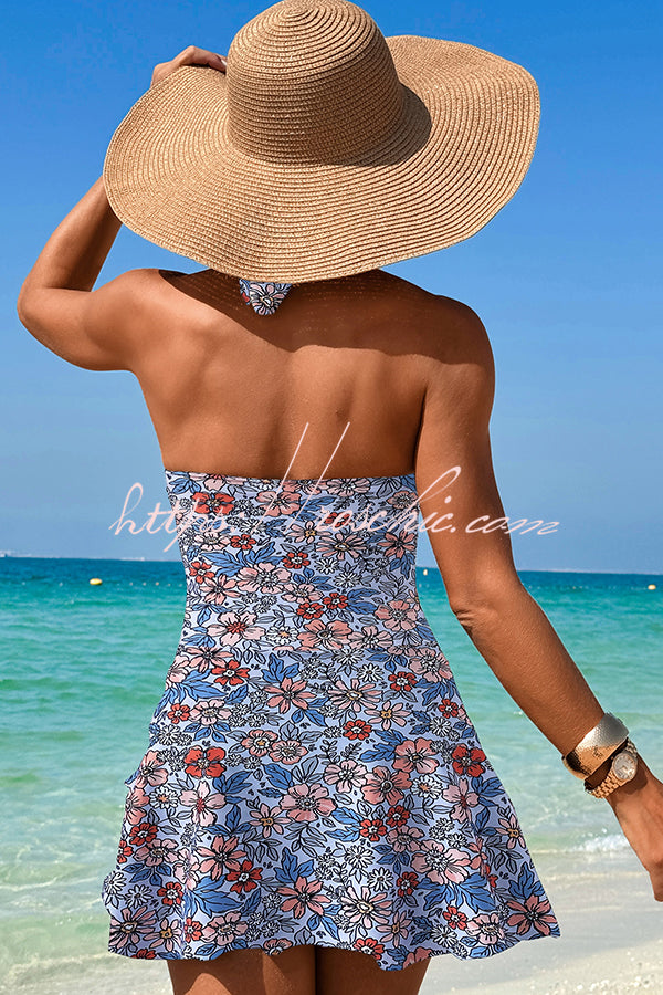 Fashionable Halterneck Waist Hollow Stretch One-piece Swimsuit