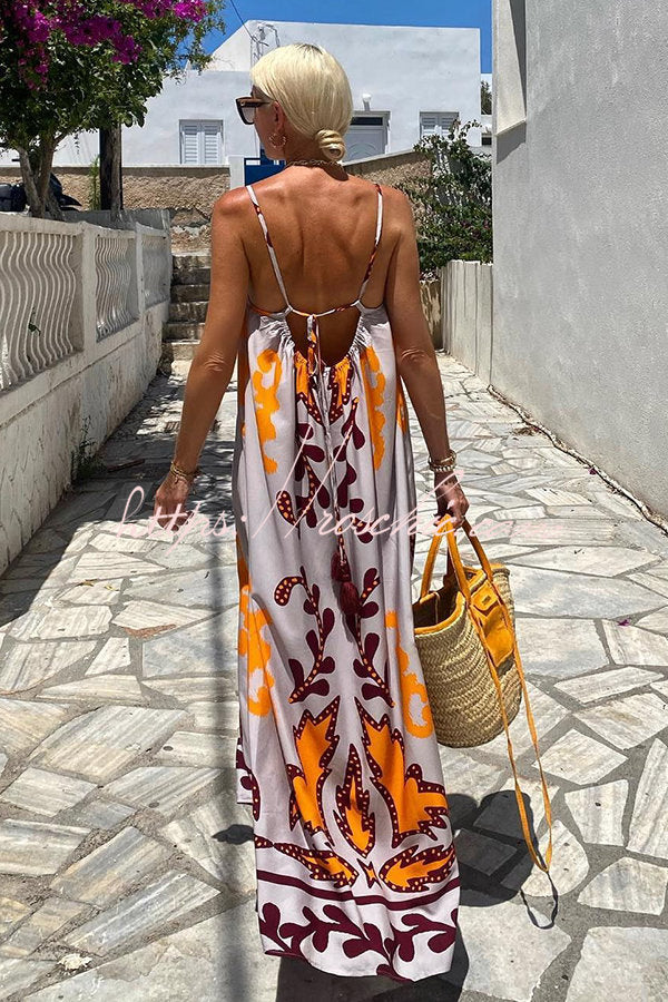 Sunday��s Color Palette Ethnic Printed Loose Cami Maxi Dress