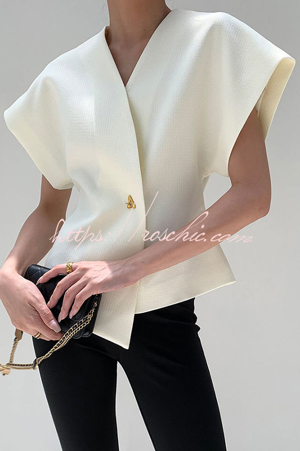 Fashion Button V-neck Asymmetrical Suit Vest