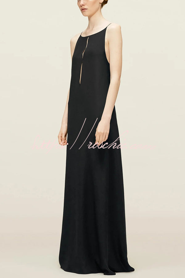 Sexy Satin Cutout Sling Backless Maxi Dress