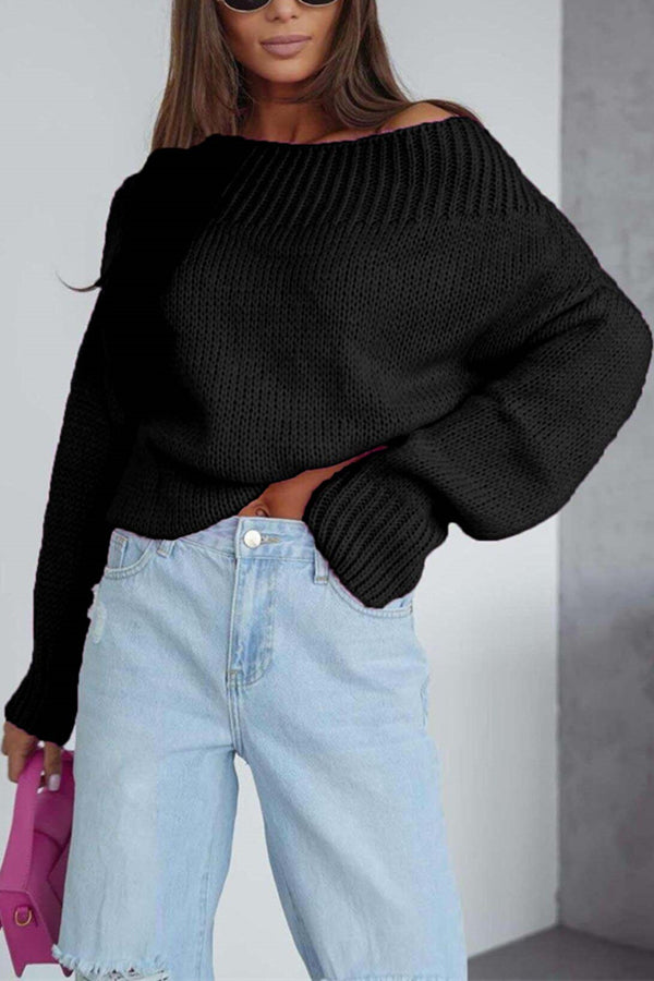 Solid Color Long-sleeved Round Neck Loose Knitted Sweater