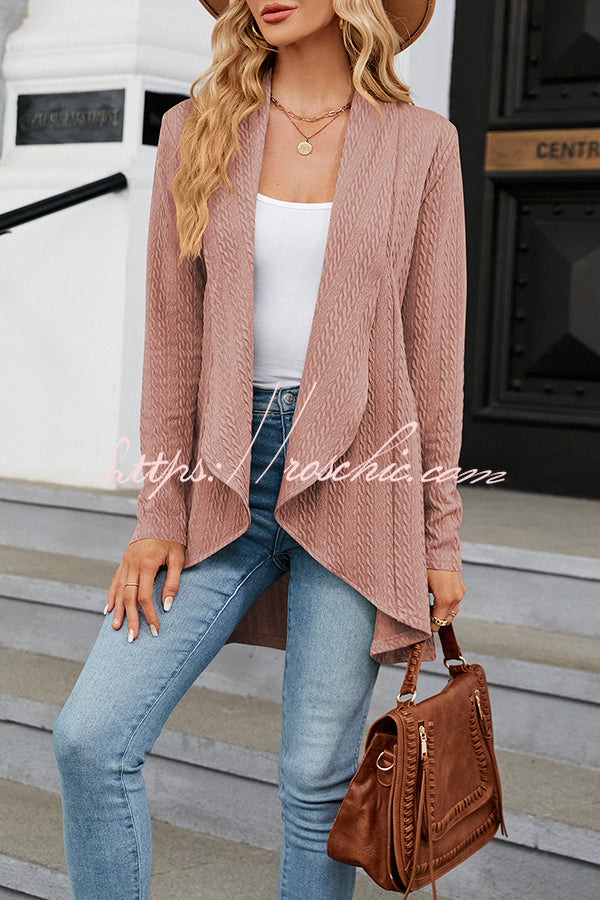 Long Sleeve Solid Color Ruffle Loose Cardigan