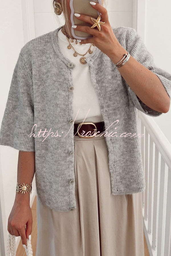 Solid Color Casual Buttoned Loose Knitted Cardigan