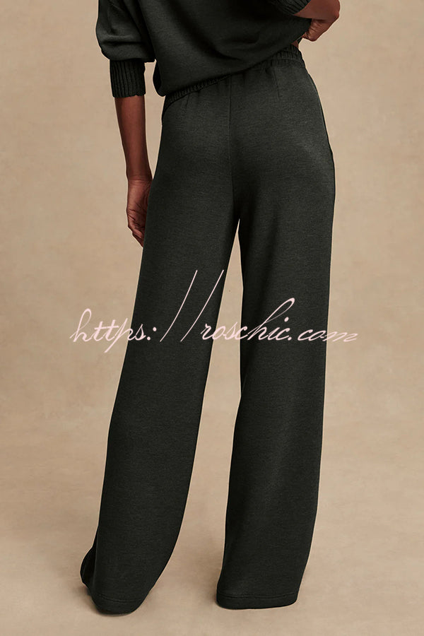 Barker High-Neck Long Sleeve Side Zipper Sweatshirt and Elastic Waist Pocketed Loose Pants Set (Shipped Within 24 Hours)