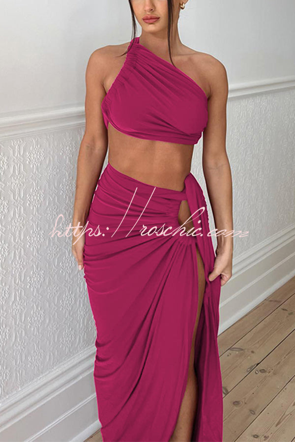 Sexy Backless Bandeau Top and Slim Slit Skirt Set