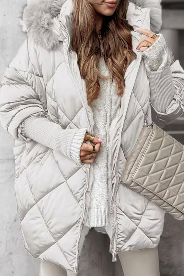 Solid Color Loose Long-sleeved Hooded Zip-up Casual Jacket