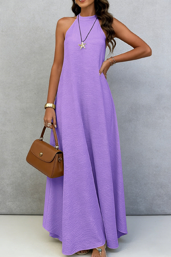 Solid Color Sleeveless Loose Casual Vacation Style Maxi Dress – roschic