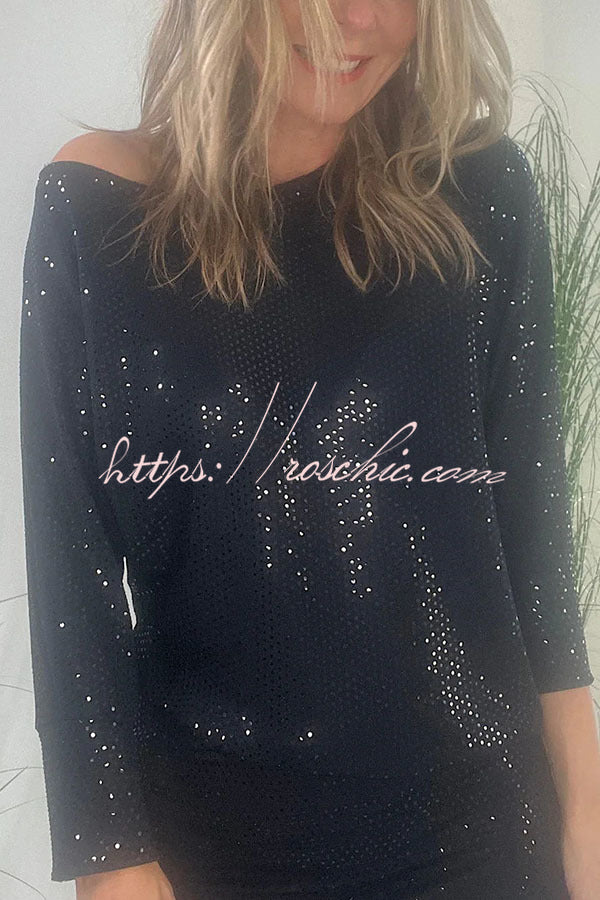 Full of Charm Sequin Dolman Sleeve Loose Midi Dress