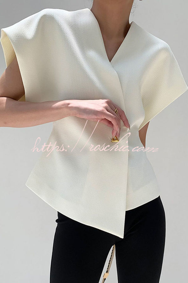 Fashion Button V-neck Asymmetrical Suit Vest