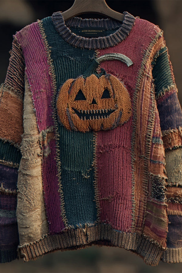 Halloween Print Loose Round Neck Long Sleeve Casual Sweatshirt