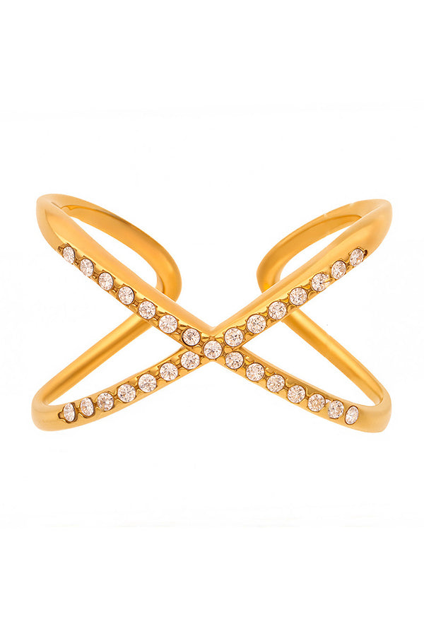 Elegant Super-shiny Zircon Star and Moon Irregular Geometric Ring