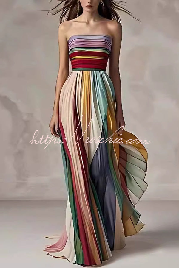 Sexy Off-shoulder Tube Top Waist Color Maxi Dress – roschic