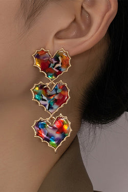 Modern Style Heart Shape Acetic Acid Sheets Drop Earrings