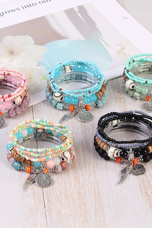 Stylish Bohemian Multi-Layer Elastic Beaded Bracelet