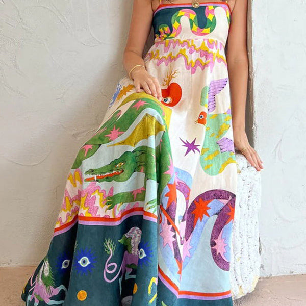 feel effortlessly linen blend unique print smocked back midi dress Feel Effortlessly Linen Blend Unique Print Smocked Back Pocketed Midi Dress