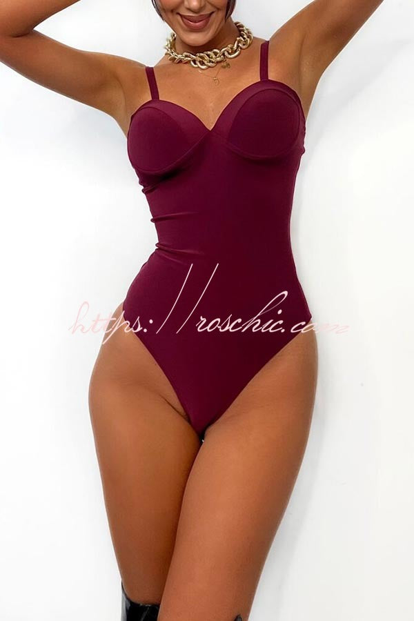 Body Feeling in Love Detachable Straps Sweetheart Neck Stretch Bodysuit / Romper