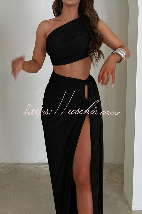 Sexy Backless Bandeau Top and Slim Slit Skirt Set