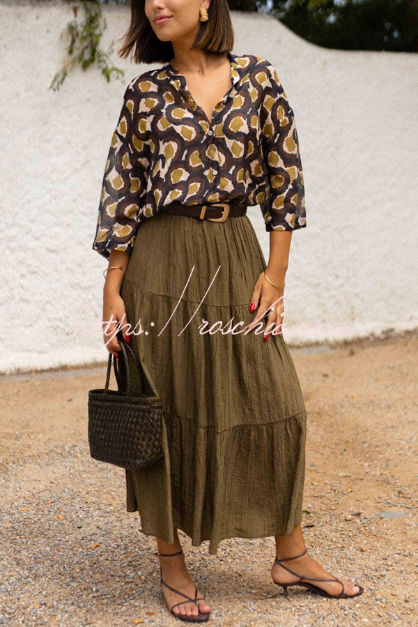 Solid Color Splicing Casual Vacation Maxi Skirt