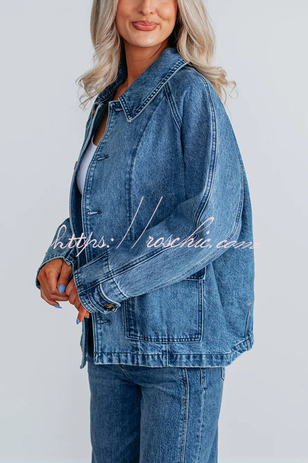 Stylish Single-breasted Casual Pocket Denim Jacket