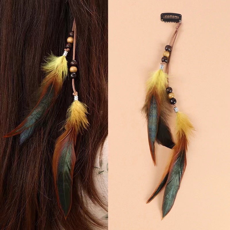 Bohemian Style Colorful Handmade Feather Tassel Hair Clip