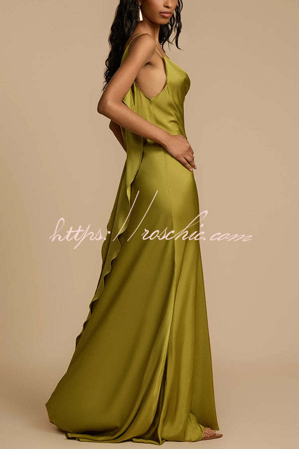 Evening Date Satin Cowl Neck Drape Ruffle Backless Bias Cut Party Max roschic Evening Date Satin Cowl Neck Drape Ruffle Backless Bias Cut Party Max roschic