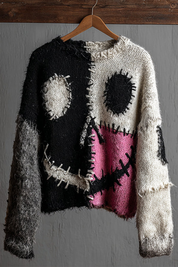 Halloween Print Loose Round Neck Long Sleeve Casual Sweatshirt