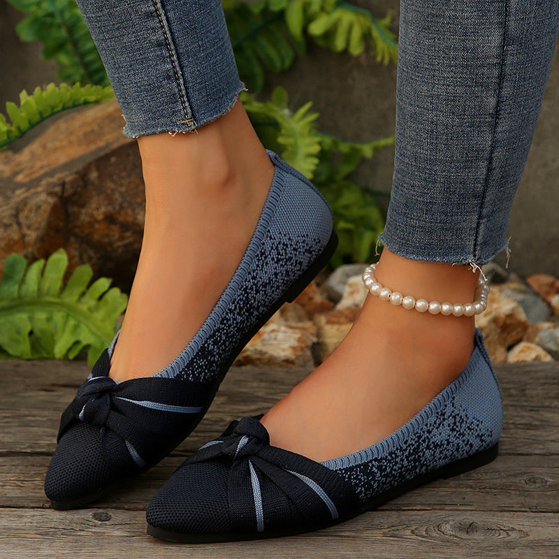 Fashionable Bow Colorblock Casual Flats