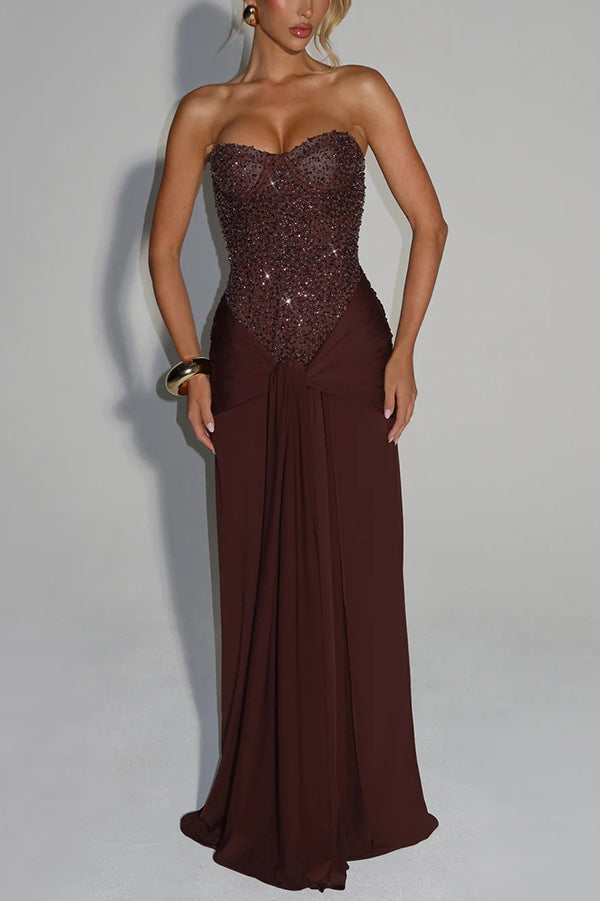 Carina Maxi Dress - Plum Brown