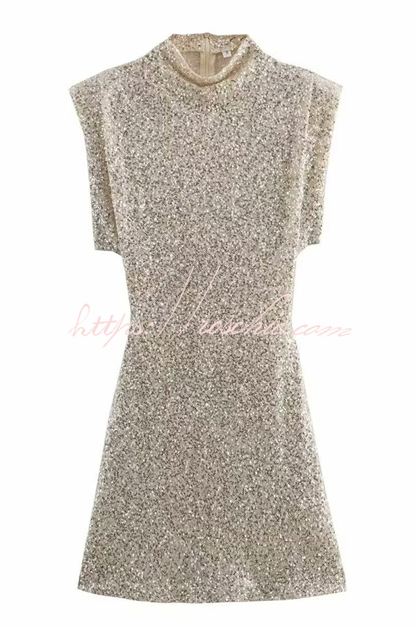 Adorable Sexy Vibes Sequin Wide Sleeve Mini Dress