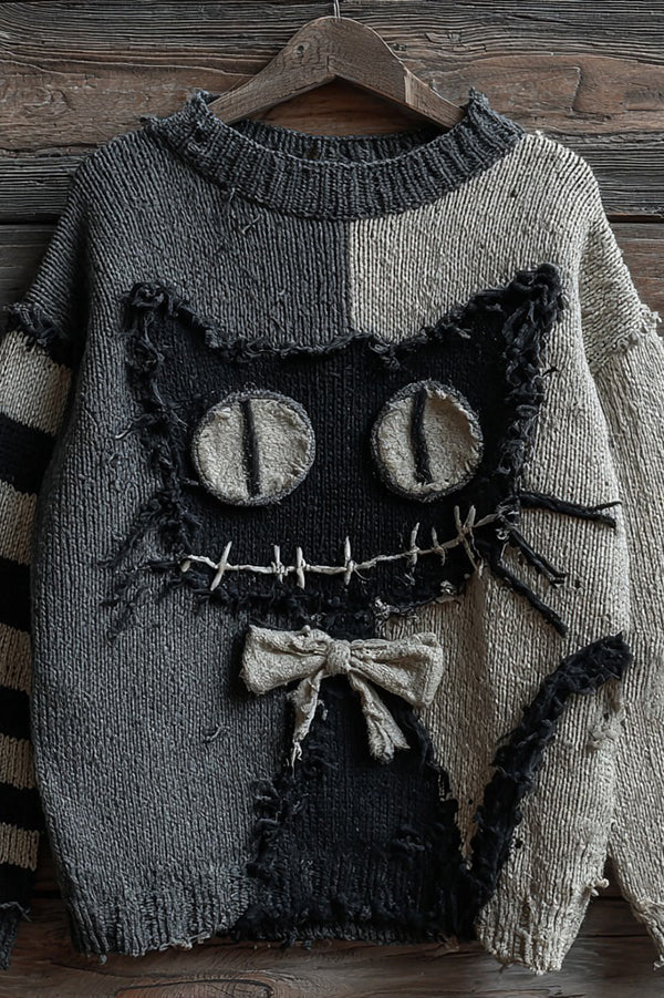 Halloween Print Loose Round Neck Long Sleeve Casual Sweatshirt