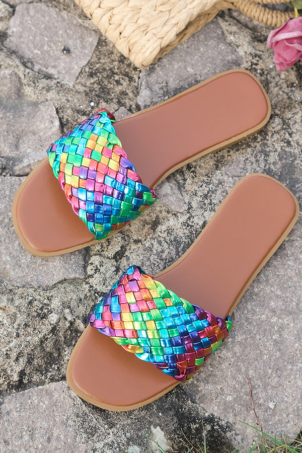 Fashionable Colorful Woven Beach Flat Sandals