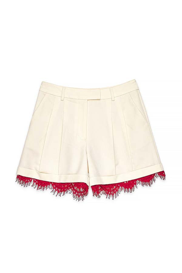 Love Letter Contrast Lace Detail Pocket Wide Leg Shorts