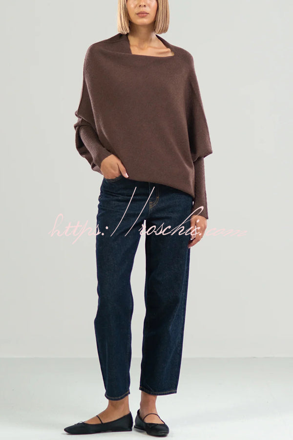 Solid Color Round Neck Long Sleeve Loose Knitted Sweater